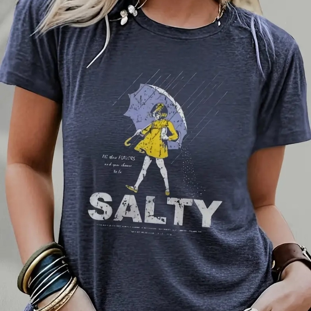 Salty Graphic Tee - Navy Blue Women's Top